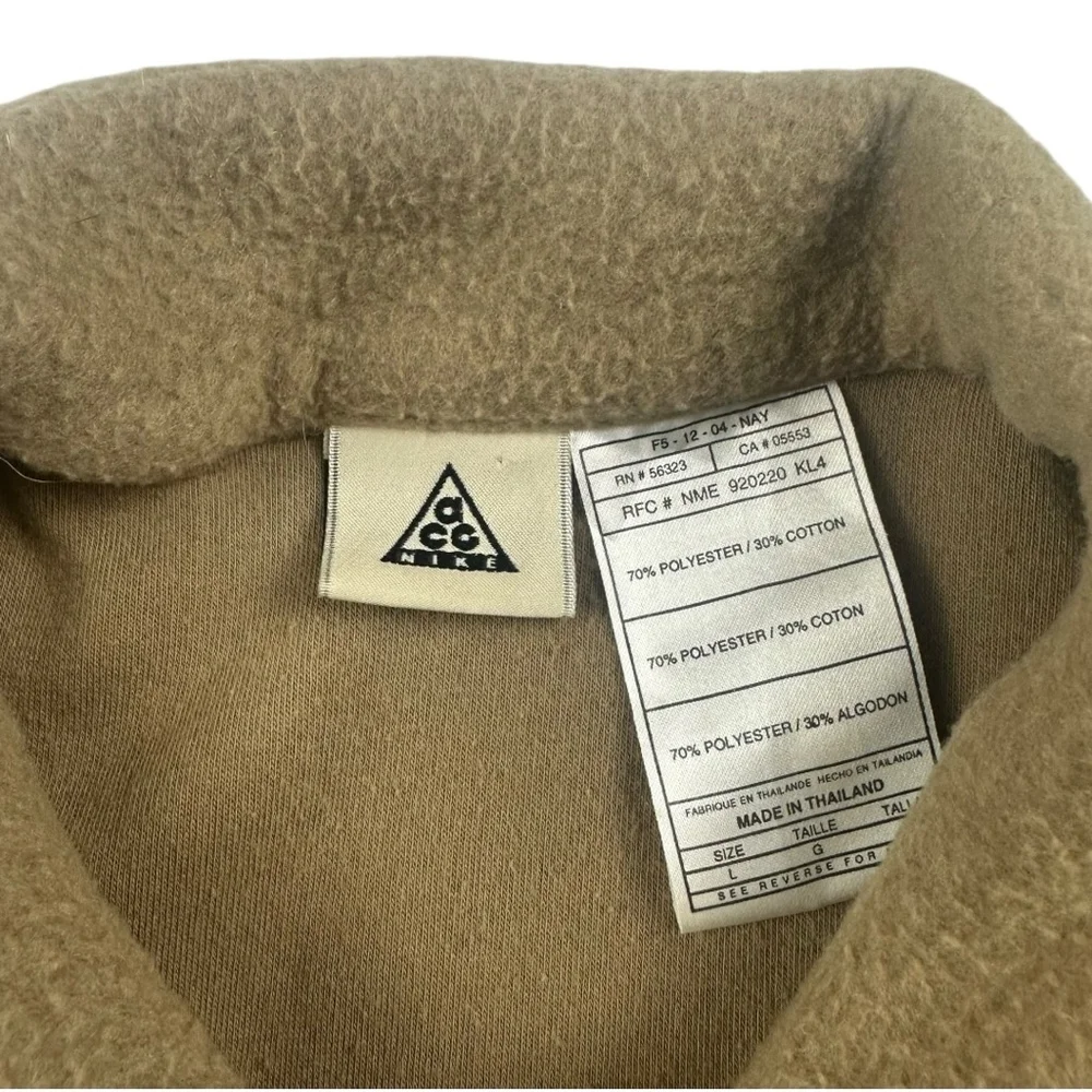 Vintage Nike ACG Half Button Pullover Fleece Jacket Men’s L Brown Y2K